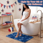 Capoda 1 Pcs Patriotic Bathroom Rug 20 x 30 Inch Blue Patriotic Star Bath Mat - Image 4