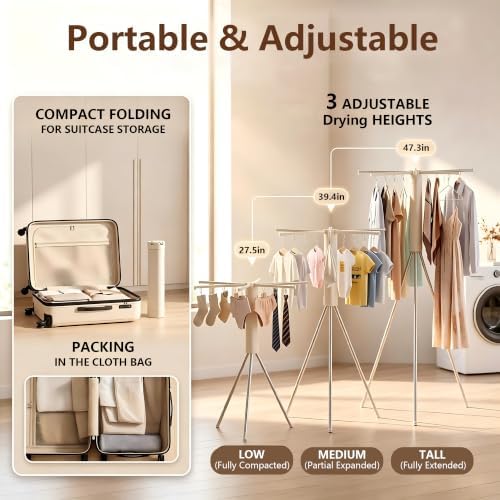 Foldable Tripod Clothes Drying Rack - Image 3