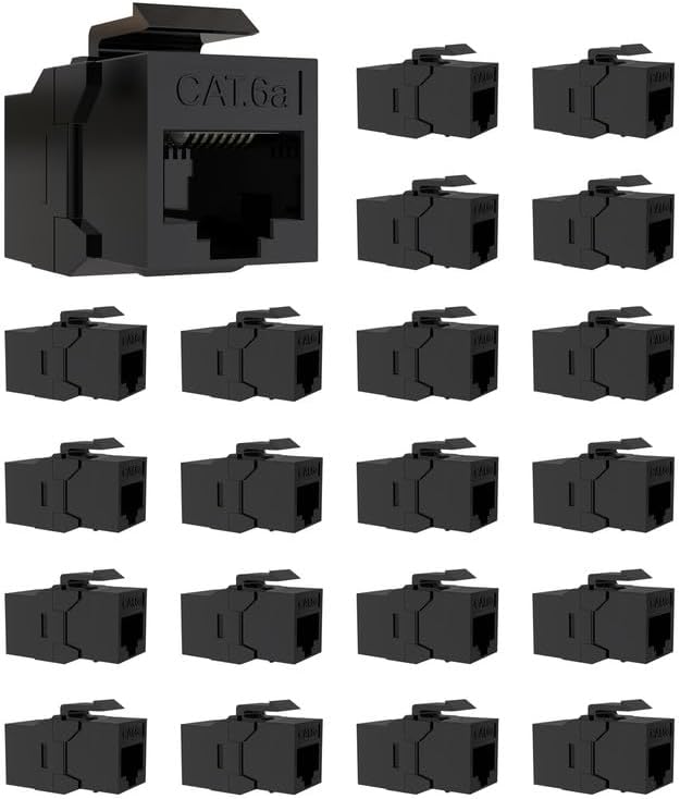 20 Pack CAT6A RJ45 Keystone Couplers, Ethernet Keystone Jack Female to Female by VANDESAIL