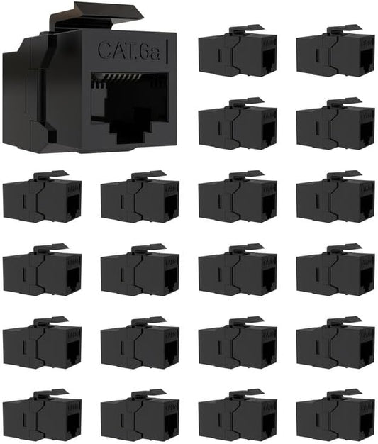 20 Pack CAT6A RJ45 Keystone Couplers, Ethernet Keystone Jack Female to Female by VANDESAIL