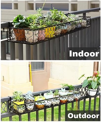 Hanging Railing Planter with Hooks, Iron Hanging Planter Holder, Balcony Plant - Image 6