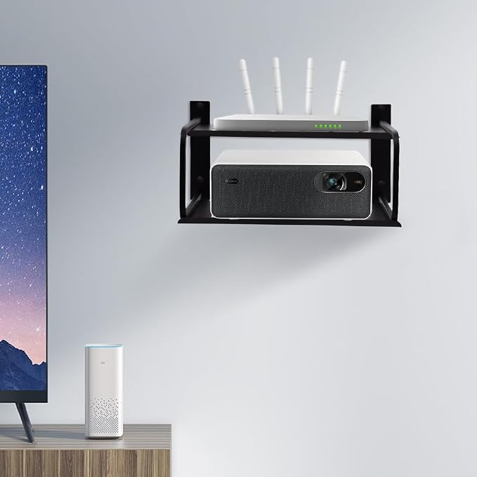 Tookie 2 Layers Projector Shelf, Wall Mount Double Floating Shelf Under TV - Image 8
