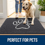 OLANLY Dog Door Mat for Muddy Paws 70x35, Paw Print Design Chenille Mud Mat - Image 6