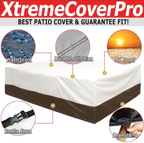 140D x 70W x 30H UV-proof Waterproof Furniture Patio Cover 520D beige brown two - Image 5