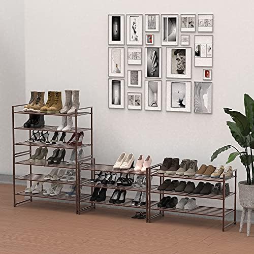 Simple Houseware 3-Tier Stackable Metal Panel Shoe Rack - Image 2