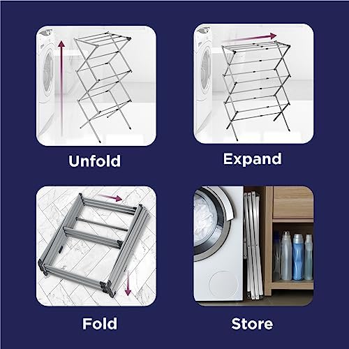 BLACK+DECKER 3 Tier Expandable Collapsing Foldable Laundry Rack - Image 7