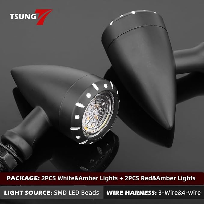 TSUNG 4PCS Motorcycle Bullet LED Front Rear Turn Signal Light SMD Blinker - Image 2