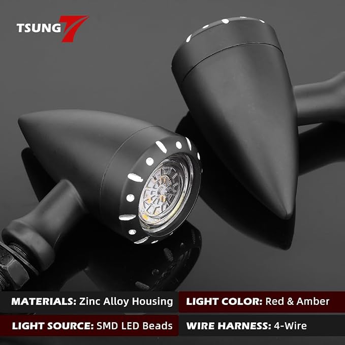 TSUNG 2PCS Motorcycle Rear Turn Signals LED Bullet SMD Blinkers Brake Tail - Image 2