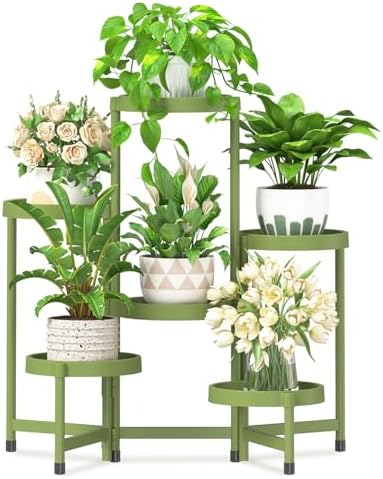 iDavosic.ly 6 Tier Folding Plant Stand Indoor Outdoor, Plastic Tray by iDavosicly