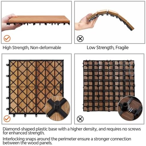 Yaheetech 54PCS Deck Tiles Acacia Wood Interlocking Outdoor Flooring - Image 6