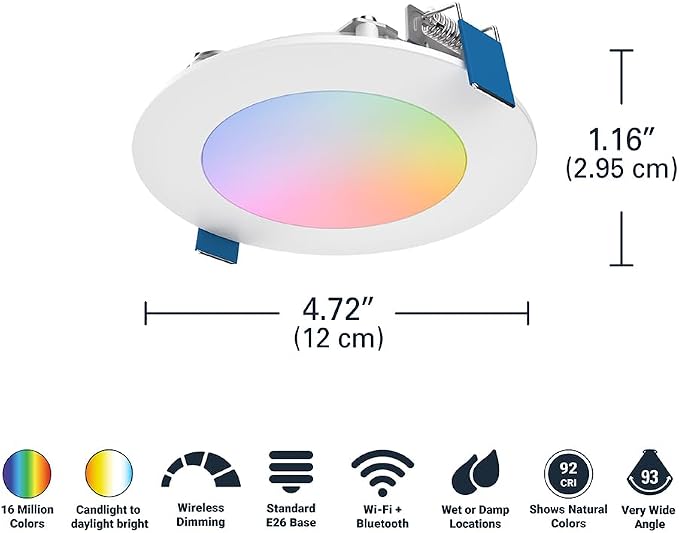HALO HLB4069WZRGBWMWR 4” Smart Wi-Fi Slim Canless LED Downlight Powered by WiZ - Image 3