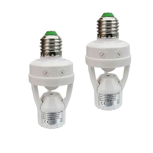 Motion Activated Light Socket, E26 Motion Security Light Bulb Socket Indoor by Taigeguang