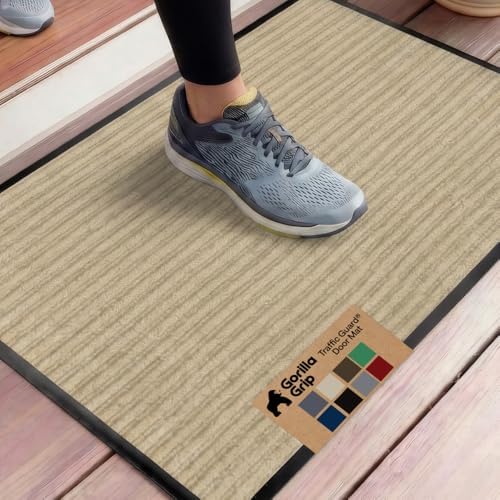 GORILLA GRIP Traffic Guard Indoor Outdoor Heavy Duty Door Mat, 35x23 Beige by GorillaGrip