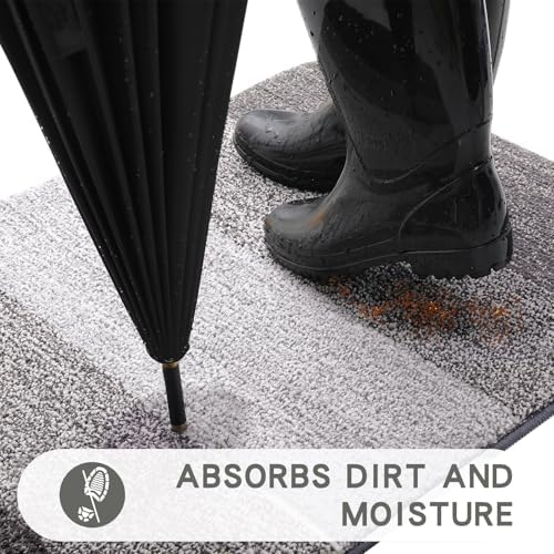 Kitinjoy Indoor Outdoor Door Mat, 30x27 Non-Slip Dirt Trapper Doormats - Image 2