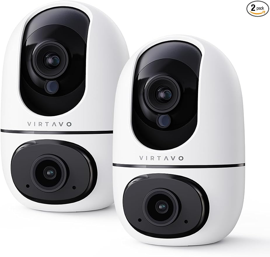 VIRTAVO XD1 Indoor Pet & Baby Camera, No Subscription Required, Dual-Lens 360° by virtavo
