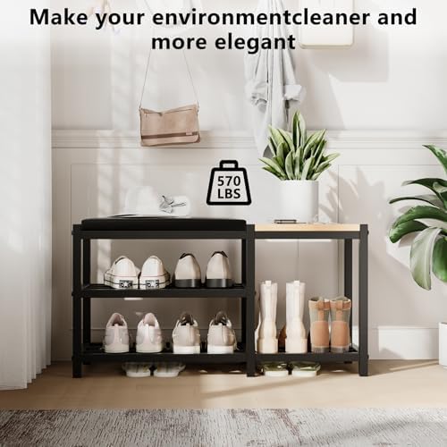 Shoe Bench with Shoe Rack, Shoe Rack - Image 3