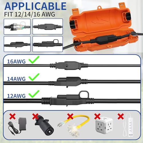 6 Pack Outdoor Extension Cord Safety Cover, Waterproof - Image 3