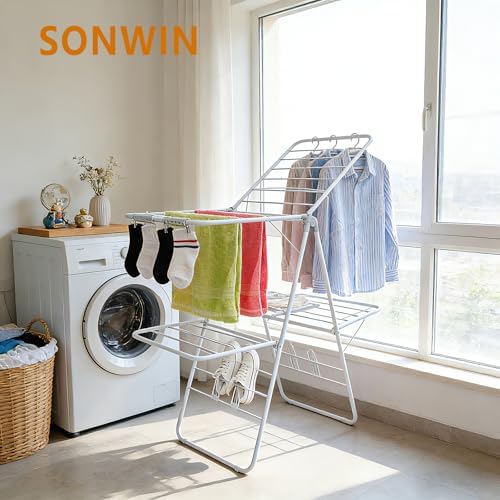 Clothes Drying Rack, Foldable 2-Level Laundry Racks - Image 5