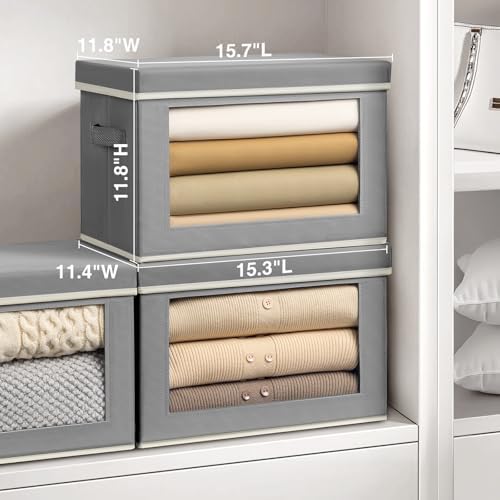Homsorout Storage Bins with Lids, 3 Pack Large Storage Cubes with Window - Image 2