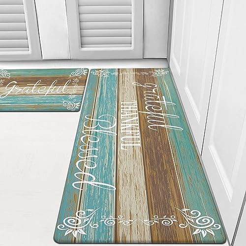 HEBE Anti Fatigue Kitchen Mat Set of 2, Cushioned Kitchen Mats by HEBE