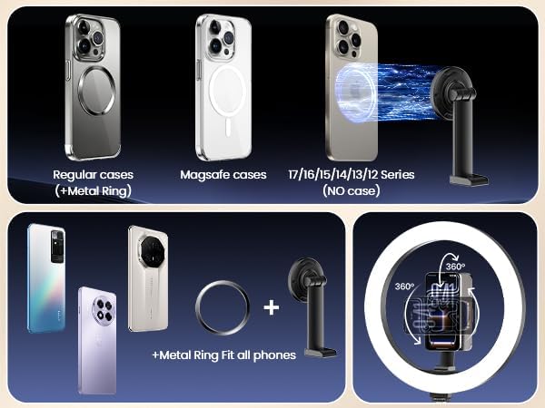 Ring Light with Stand with Magnetic Phone Holder, Overhead Phone Mount - Image 4
