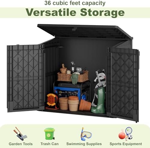 36 Cu Ft Resin Outdoor Storage Shed, Weatherproof Horizontal Outdoor Storage - Image 4