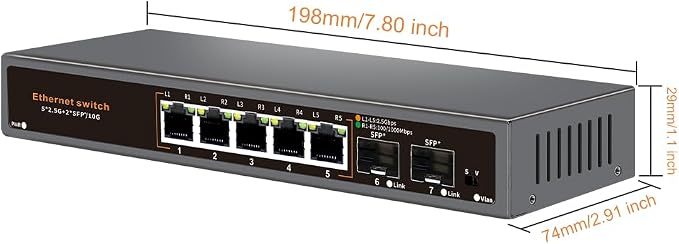 2.5G Unmanaged Ethernet Switch, 5 x 2.5G Base-T Ports, 2 x 10G SFP+ Uplink Ports - Image 7