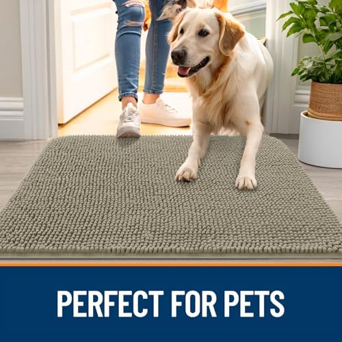 OLANLY Dog Door Mat for Muddy Paws 45x27, Super Absorbent Chenille Mud Mat - Image 6