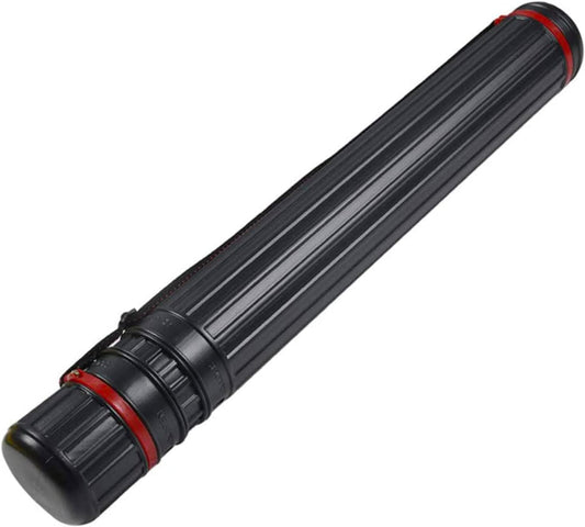 DEWEL Drawing Tube Blueprint Case Telescoping Art Tube Large Plastic Black Storage Tube Expands from 25 to 40 Inches Plastic Waterproof and Light Resistant Poster Tube with Strap
