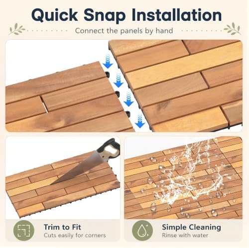 Goplus 24-Pack Acacia Wood Interlocking Deck Tiles - Image 7