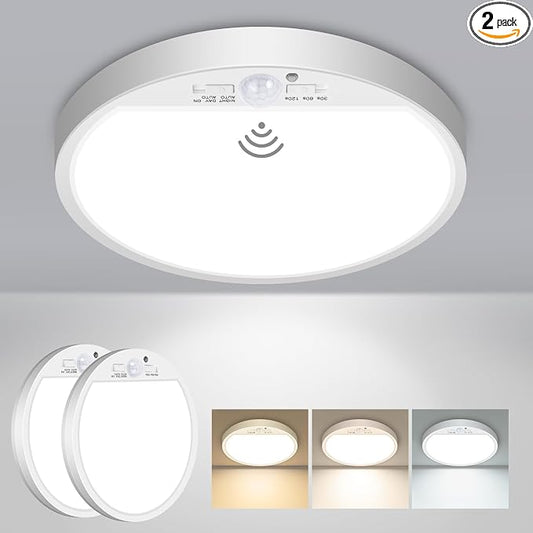 Slochi 2Pack Motion Sensor Ceiling Light Wired, 3000K/4000K/6500K Motion Sensor by CeilingLights