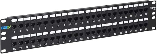ICC CAT5e Feed-Through Patch Panel, 48 Port, 2U Rackmount, RJ45 Ethernet Patch by ICC
