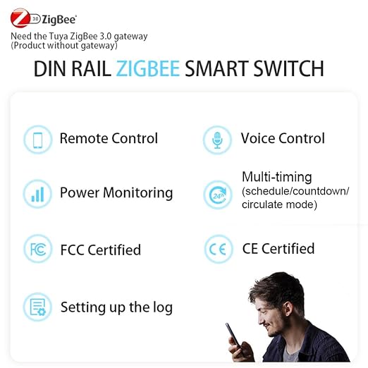 TONGOU ZigBee DIY Smart Switch 20A| DIN Rail Switch| 1P+N 90-240VAC| Real-time - Image 3
