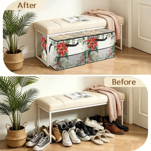 Christmas Poinsettia Flower Fabric Shoe Organizer - Image 5