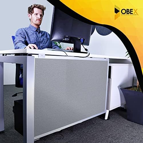 OBEX Acoustic Table Mounted Modesty Desk Privacy & Sound Absorbing Panel for Office Cubicles, 12" x 48", Overcast