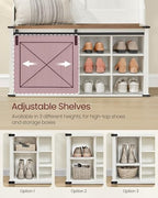 VASAGLE Hall Tree with Bench and Shoe Storage, 6 Tri-Hooks, Sliding Door - Image 4