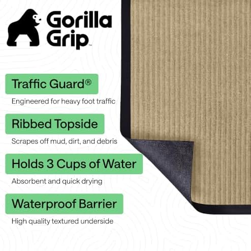 GORILLA GRIP Traffic Guard Indoor Outdoor Heavy Duty Door Mat, 35x23 Beige - Image 2
