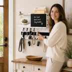 Key Holder Wall Mount with Shelf, Key Hooks - Image 3