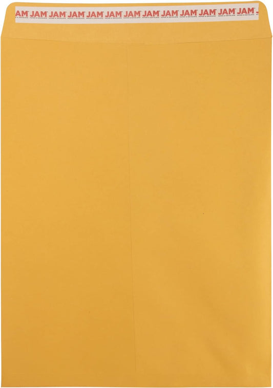 JAM PAPER 12 x 15 1/2 Open End Catalog Envelopes with Peel and Seal Closure - Brown Kraft - Bulk 500/Box