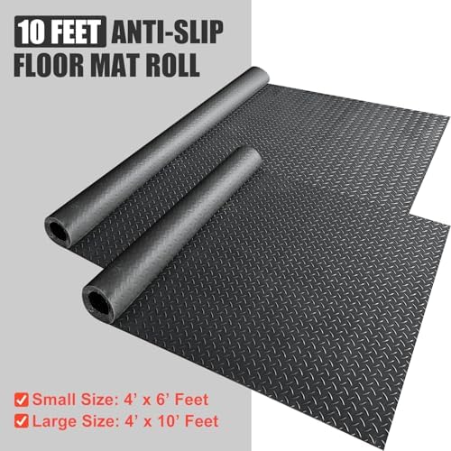 4' x 10' Feet Non-Slip Garage Floor Mat, 1-Piece Durable Rubber Flooring Roll - Image 2