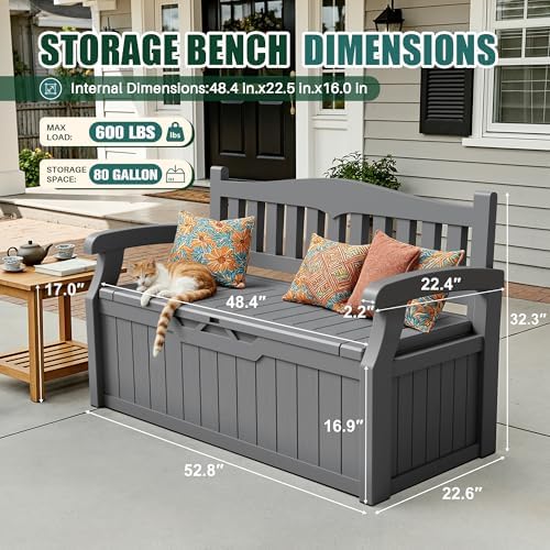 Devoko 80 Gallon Storage Bench Deck Box Waterproof&Lockable - Image 2