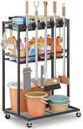 Broom Holder with Cleaning Supplies Organizer, Broom Closet Storage Cabinet by Olakee