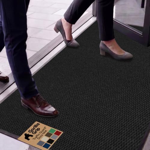 GORILLA GRIP Traffic Guard Indoor Outdoor Heavy Duty Door Mat, 60x36 Black by GorillaGrip