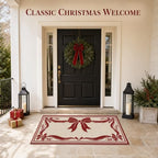 3x5 Ft Christmas Ribbon Bow Reversible Plastic Straw Outdoor Rug - Image 3