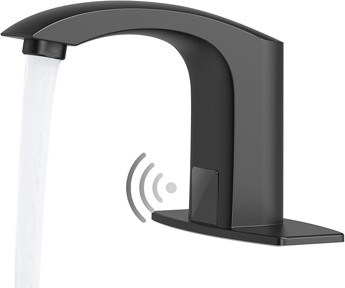 Touchless Bathroom Sink Faucets, Matte Black by Greenspring
