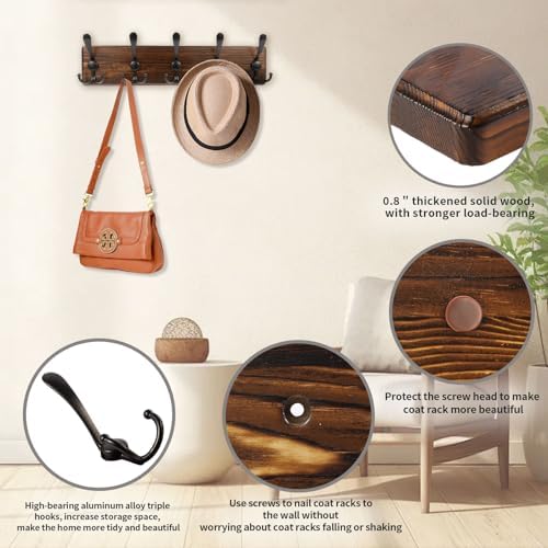 Coat Rack Wall Mount 16.8'' Rustic Hat Rack - Image 4