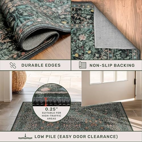 Dark Green 2'6" x 10' Runners for Wide Hallways Non Slip, Extra Long 10ft Floor - Image 5