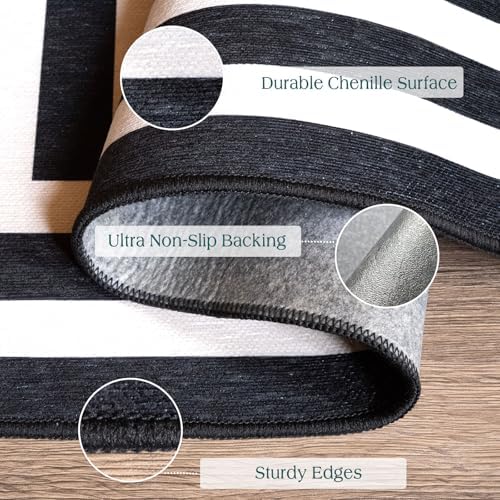 Front Door Mat Indoor Outside Entrance, 2x3 Modern Black White Rug - Image 3