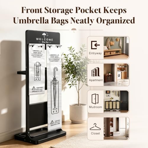 Wet Umbrella Stand with Bag Holder, Entryway Organizer with Drip Tray - Image 2