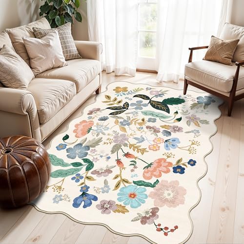 4x6 Living Room Area Rugs: Washable Boho Kitchen Rugs Non Slip Low-Pile Small by HYHAOYUNLAI